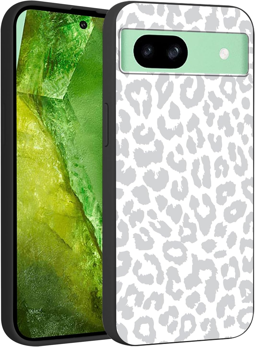 Cute Cheetah Print Phone Case for Google Pixel 8a 6.1", Aesthetic Coquette Grey Leopard Pattern Design Case Soft Slim Shockproof TPU Protective Funda Cover for Women Girls