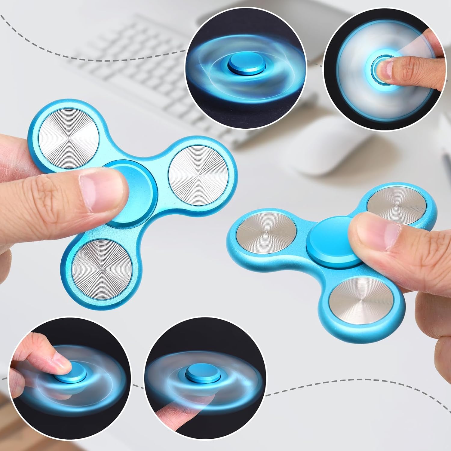 Fidget Spinner for Adults, Ultra Durable Metal Silent Fidget Spinners, Sensory Fidget Toys with Stainless Steel Bearings, ADHD Autism Anxiety Stress Relief, Goodie Bag Stuffers Gifts for Adults