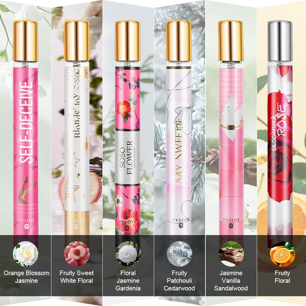 AOOWU Set Regalo Profumo Donna Premium, 6 Pezzi Eau de Parfum, Profumo Portatile per Donna, Olio Profumato, Fragranza Alunga Durata Che Sottolinea il Tuo Fascino per Compleanno e San Valentino