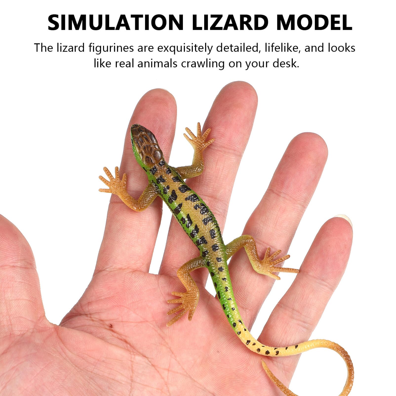 SHINEOFI Realistic Lizard Figurines 2-Pack Soft Tpr Simulation Animal Models for Home Decor Educational Reptile Toys and Prank Props 6.9 Inch - Image 2