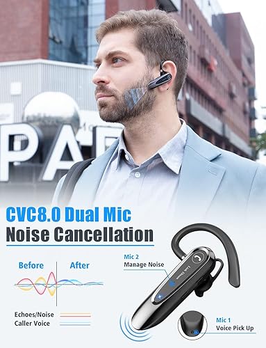 Miniatura 10 de Link Dream Auricular Bluetooth inalámbrico CVC8.0 para teléfono celular, micrófono dual, cancelación de ruido, manos libres, auricular para teléfono