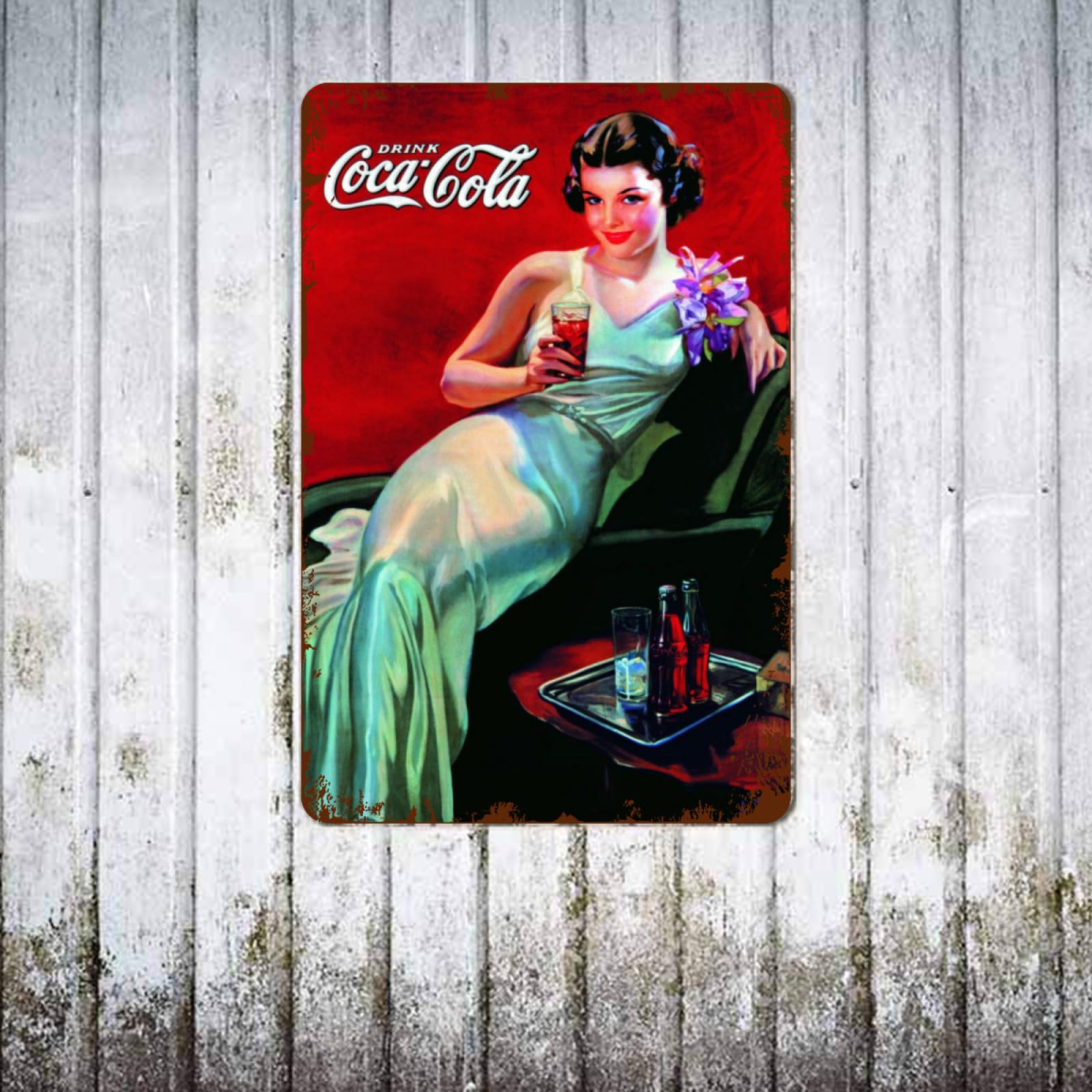 美術品・アンティーク・コレクション Coca-Cola レトロ女性看板