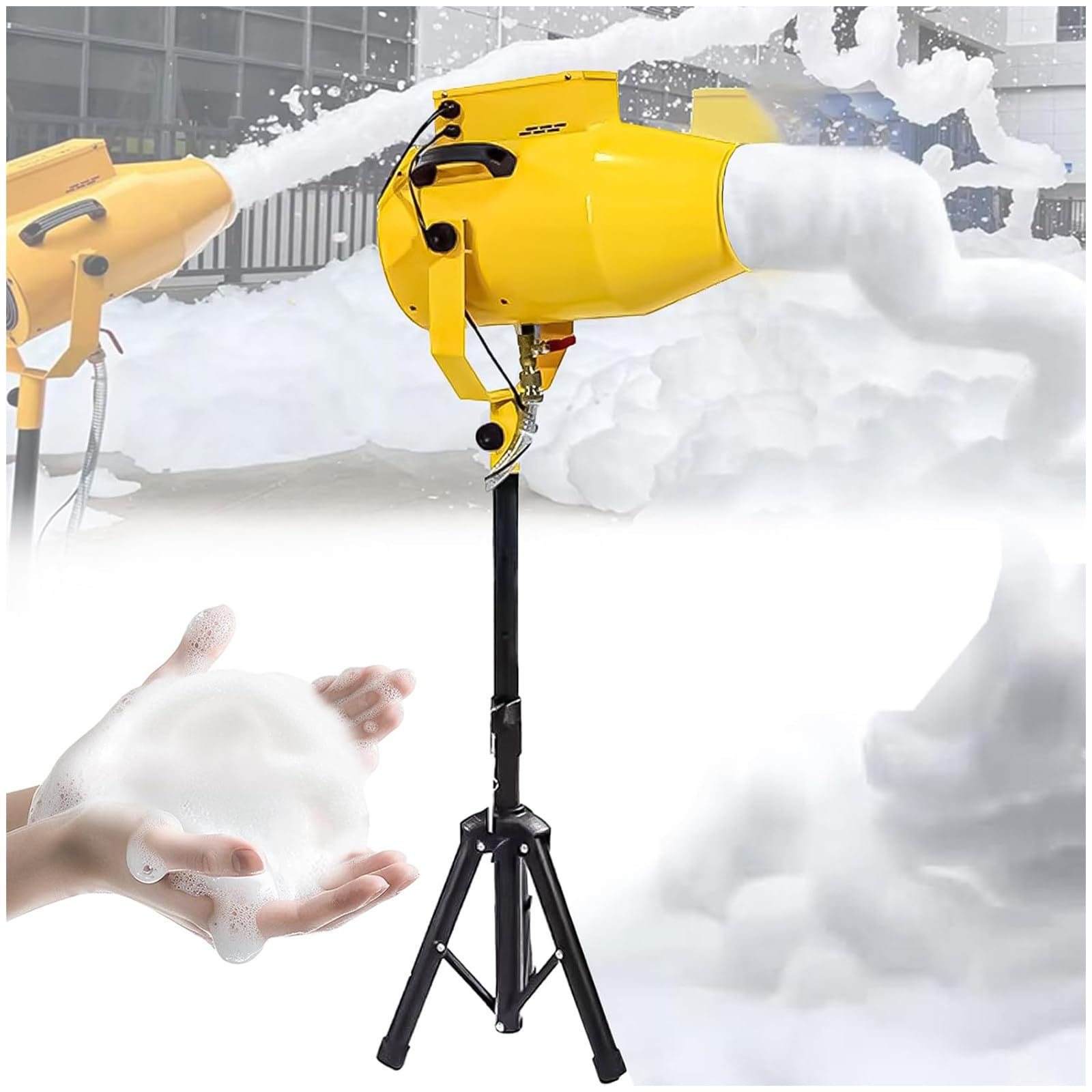 Eastnmythet Outdoor Party Foam Machine, 1000W Large Stage Foam Machine for Business Celebrations, Backyard Pool Garden Bubble Maker Yellow