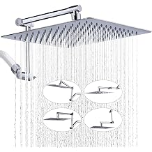 G-Promise 12 Inch All Metal Rain Shower Head with Extension Arm