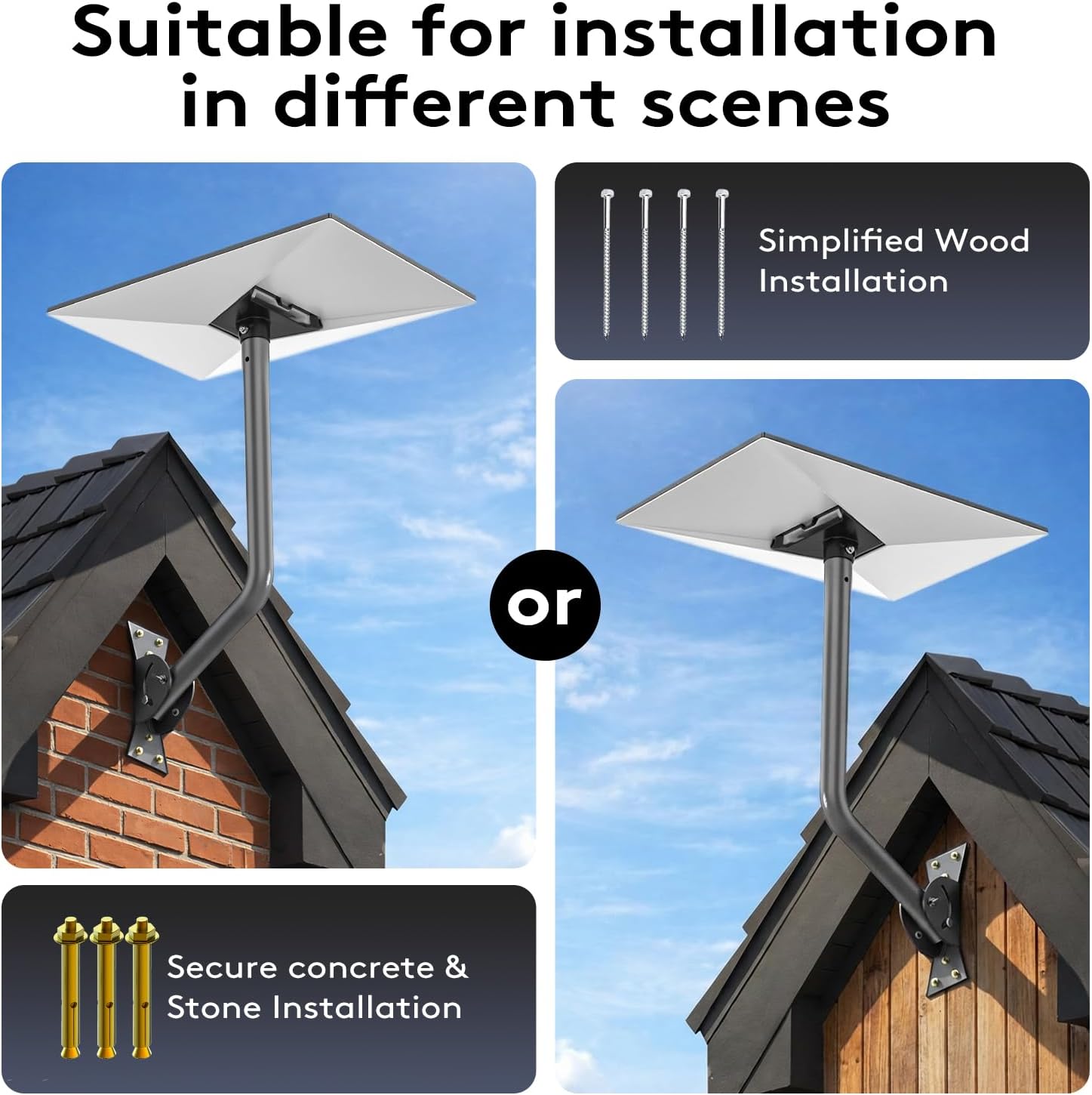 Compatible with Starlink Gen 3 Mounting Kit and Router Mount, 18 Inch Wall/ Roof Pipe Mount for V3 Satellite Dish, Router Mount for V3 Mesh Router, Includes Aluminum Alloy Adapter, Wrench & Drill Bit