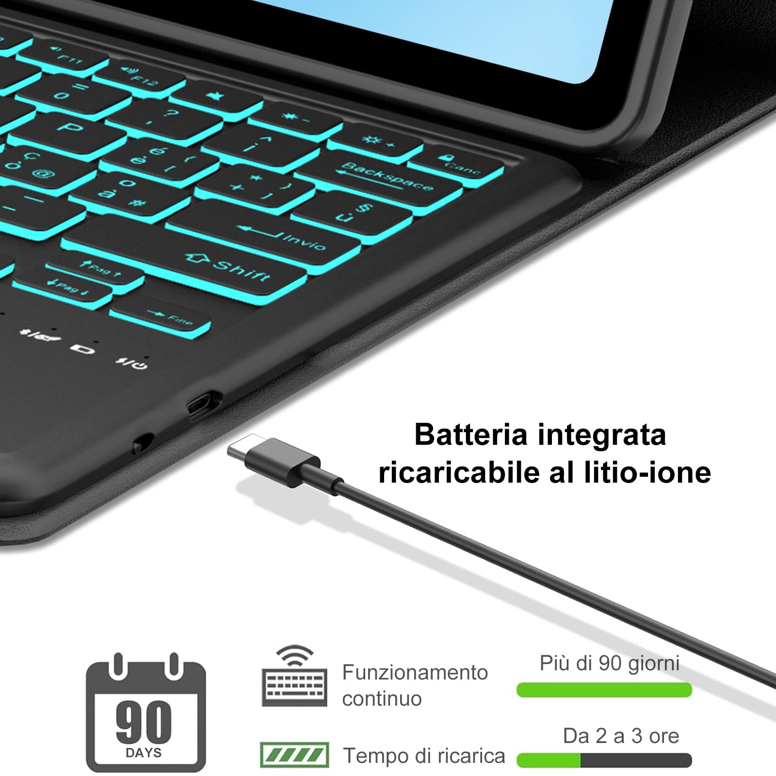FOGARI Per Honor Pad 10 2025 12.1 Pollici Cover Tastiera | Custodia Tastiera Bluetooth Rimovibile con Touchpad per Ufficio/Studio/Scrittura, Keyboard Wireless Portatile, Nero