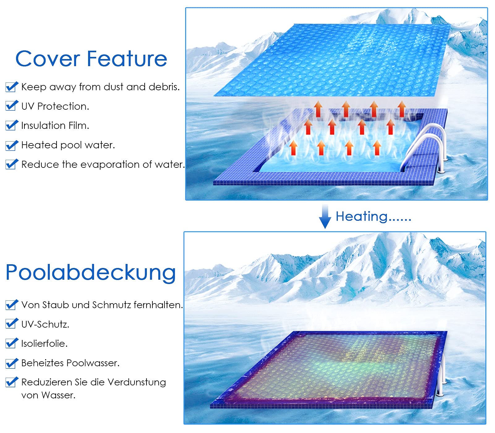 Cubierta de Piscina Rectangular, Cubierta de Piscina Solar Resistente 100 cm /200 cm /300 cm /400 cm /500 cm /600 cm, Cubiertas de bañera de hidromasaje Manta de SPA aislada, Recortable (Size :