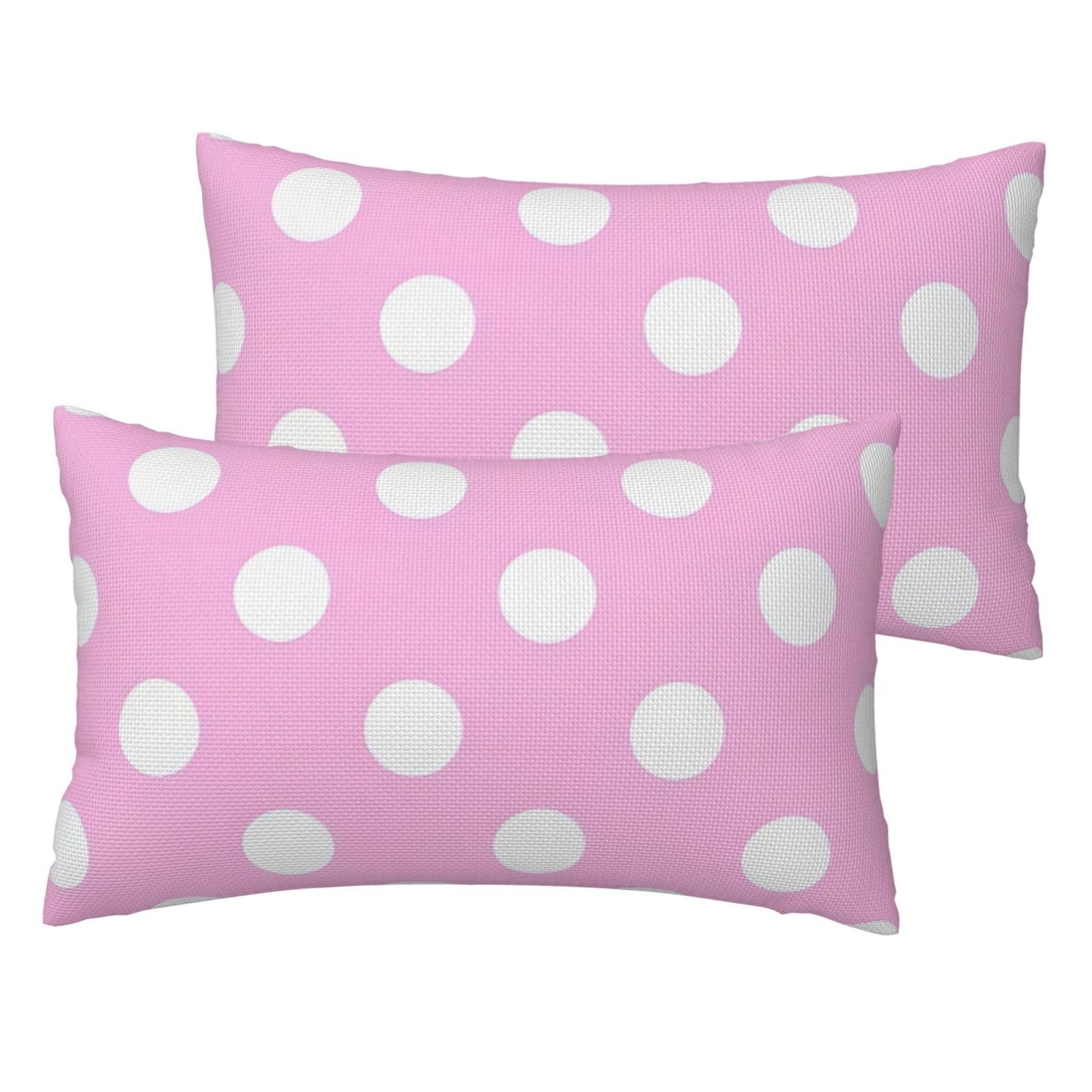 Taies d'oreiller imprimé pois roses imitation lin de qualité supérieure pour literie