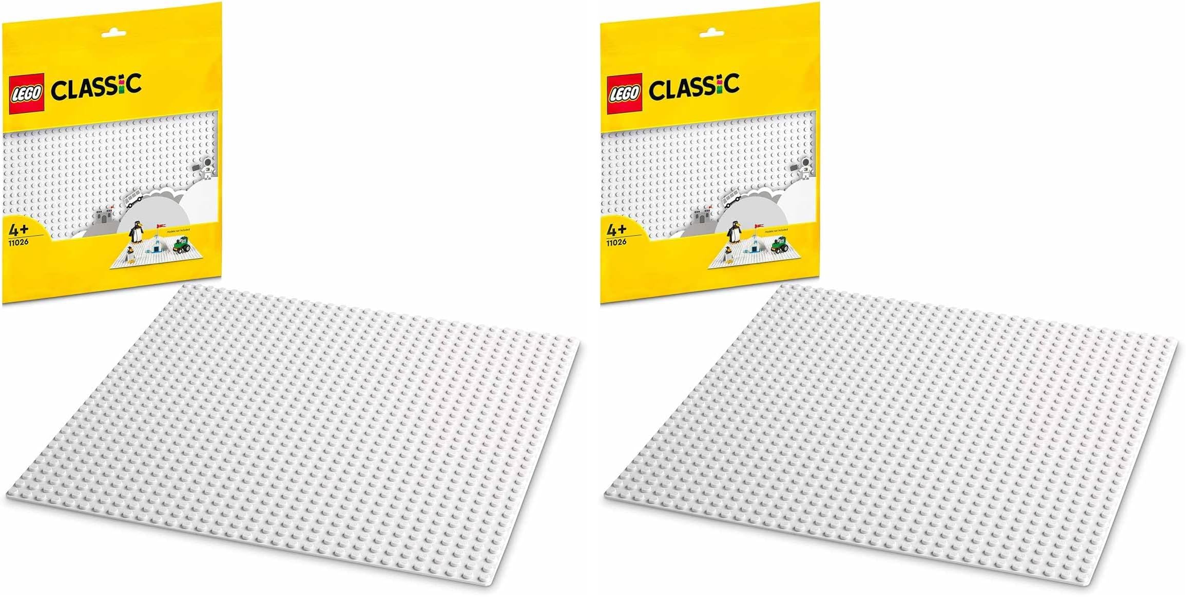 LEGO 11026 Classic Weiße Bauplatte, quadratische Grundplatte mit 32x32 Noppen als Basis Sets, Konstruktionsspielzeug (Packung mit 2)