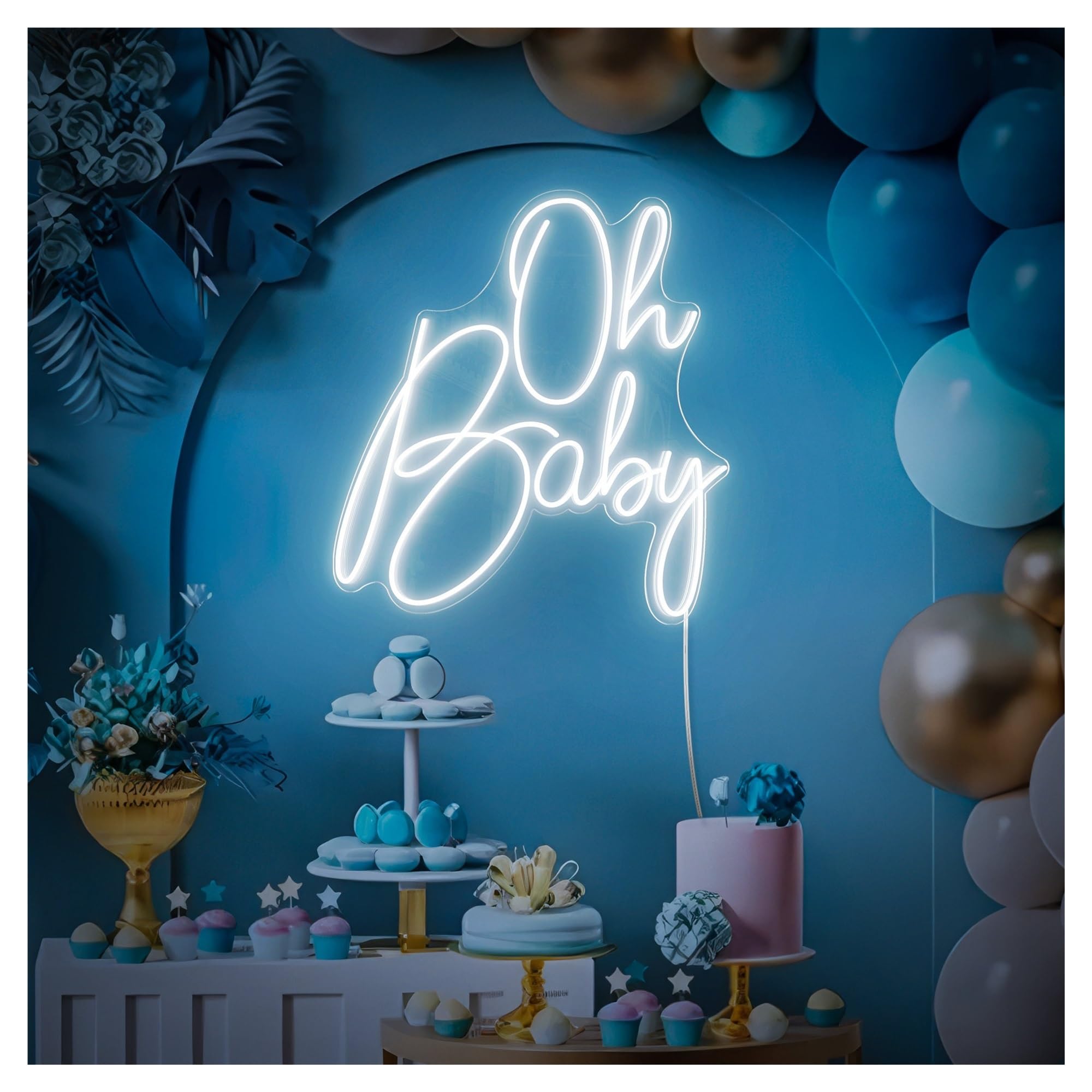 SHOUXI Sign Lamp Oh Baby Neon Sign, Suitable for Home Bedroom Decor with Brightness Adjustable 40cm