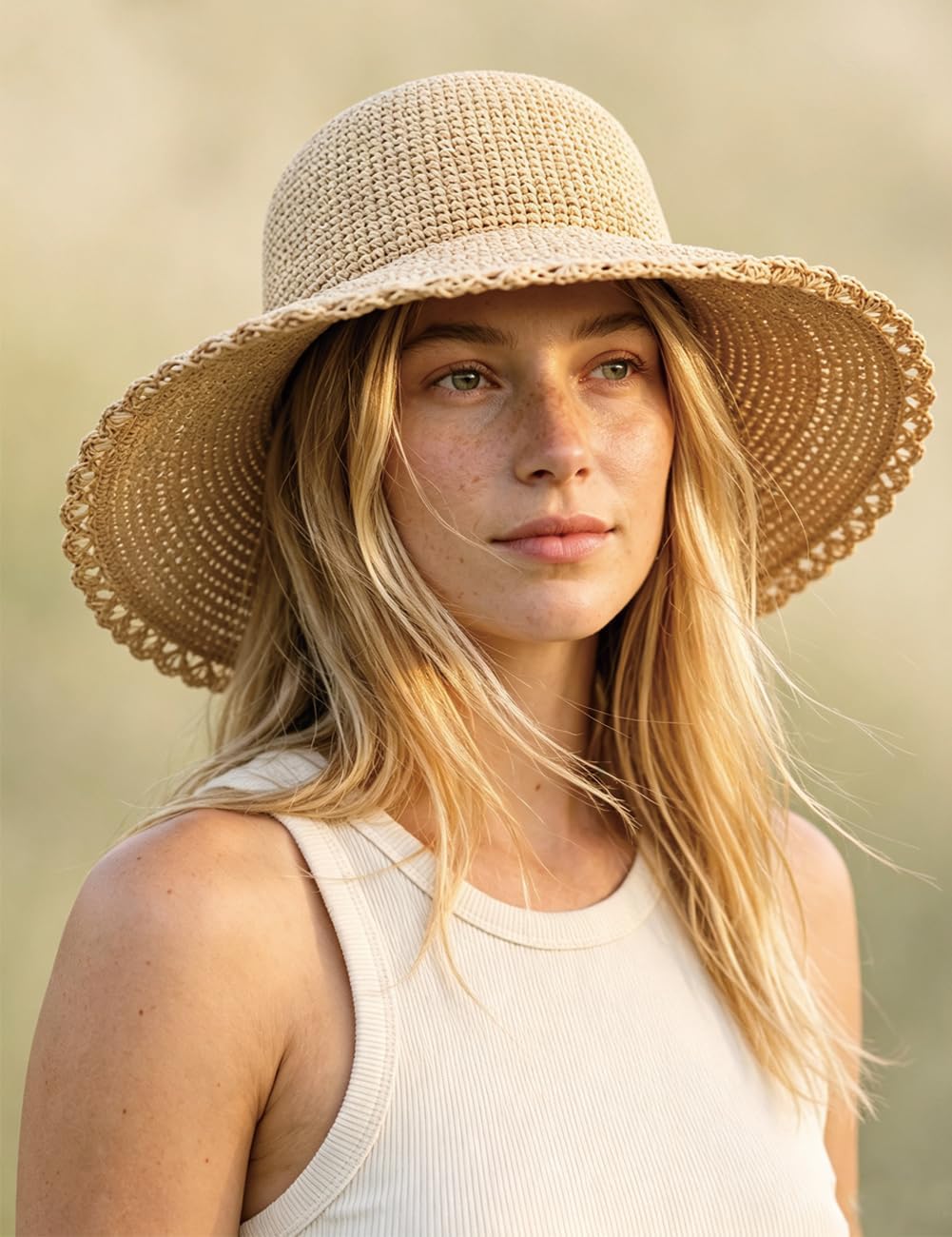 Women's Raffia Straw Bucket Hat Natural Raffia Beach Hat Handmade Woven Foldable Sun Hats Summer Travel Cap image 3