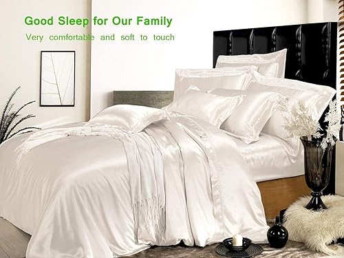 Miniatura 5 de Juego de sábanas de seda de morera de 4 piezas, 16 momme Pure 15 pulgadas de profundidad, auténticas, sábanas de seda suave, transpirables,