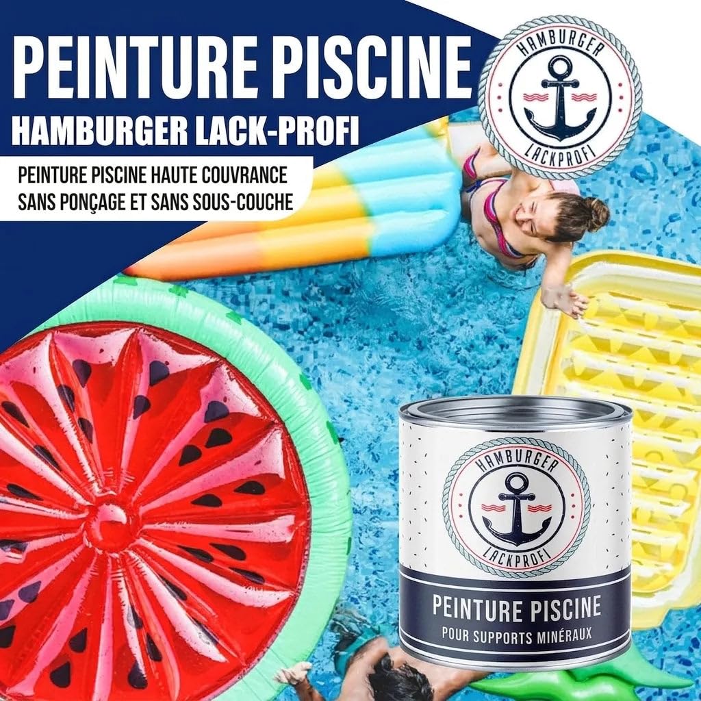 Peinture piscine satiné jaune sable RAL 1002 jaune Pour béton peinture piscine bassin revêtement avec kit (X300) & Diluant (1 L) (1 L) Hamburger Lack-Profi