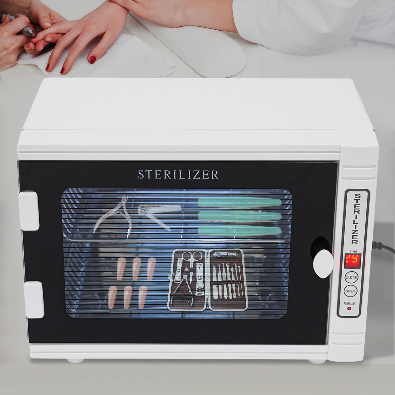 Armario desinfectante UV, 12 L, esterilizador de aire caliente, desinfección de 6 W, dispositivo de esterilización, herramienta de manicura, esterilizador de uñas, puede utilizarse para clínicas