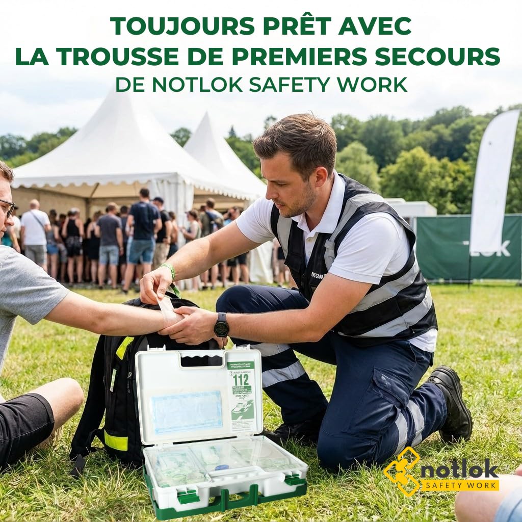 Trousse de Secours Complete DIN 13157 | Trousse Premier Secours - Boîte Pharmacie Murale | Pour Entreprise & Maison | Kit avec Pansements & Couverture de Survie Isothermique