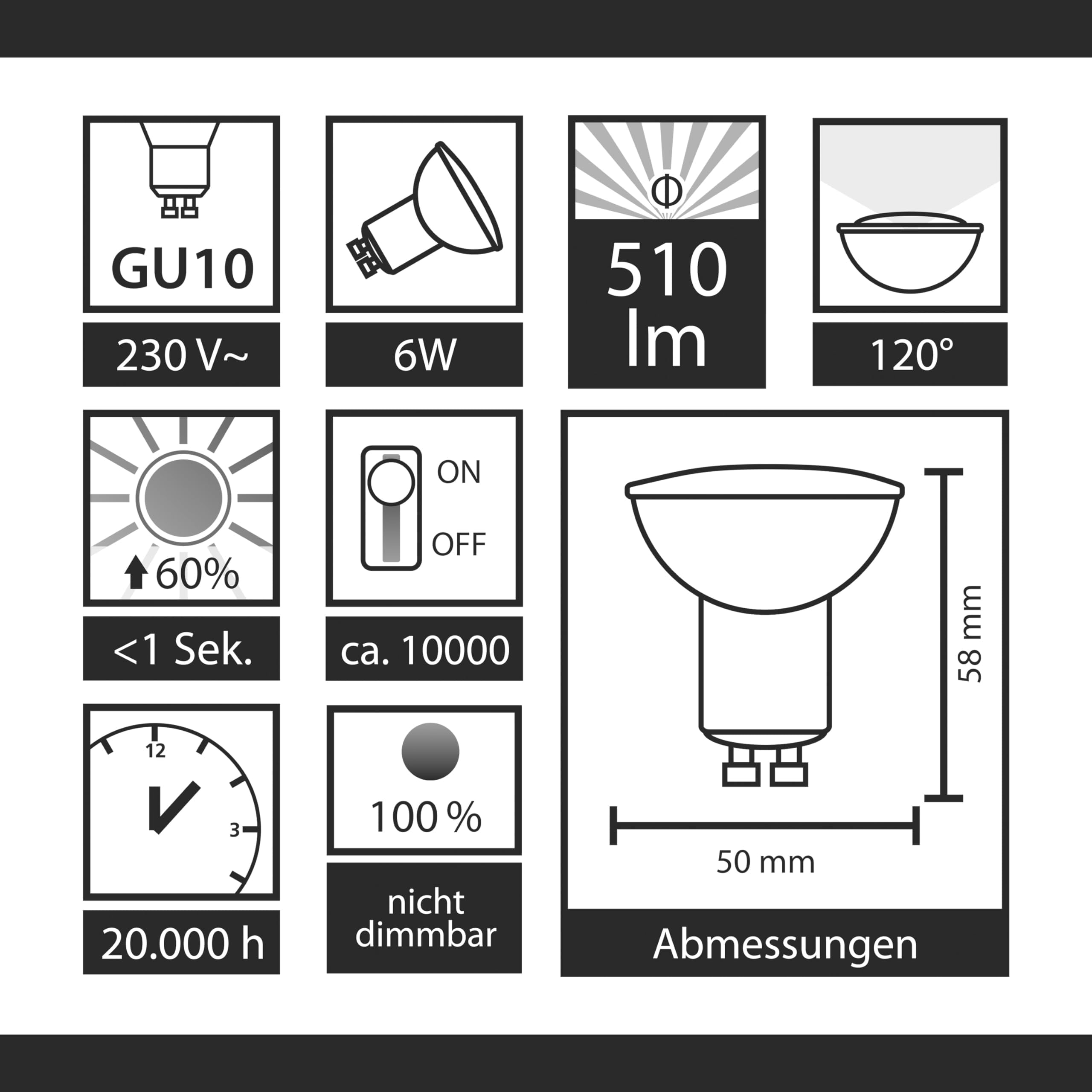 McShine - Ampoule LED GU10 Blanc Lumière Du Jour | MS-60dimm