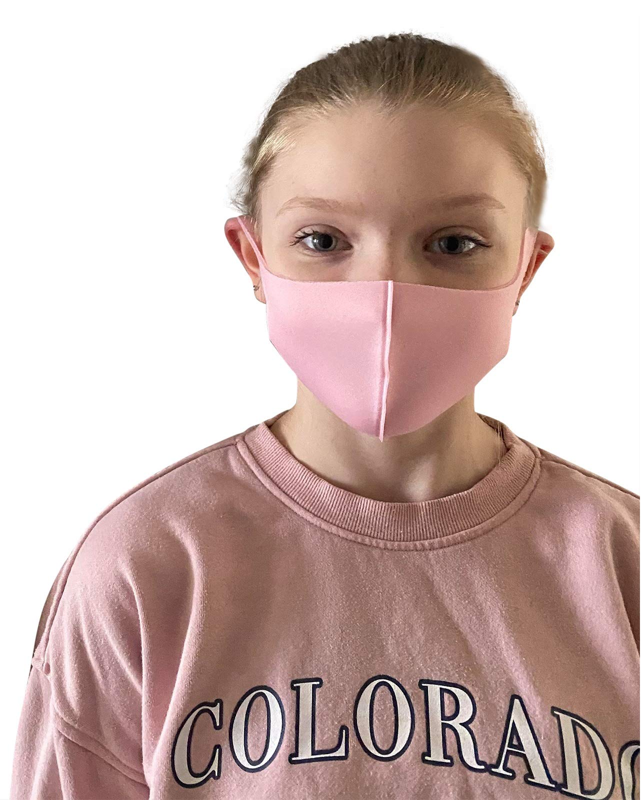 Washable Reusable Kids Pink Face Mask Dustproof Mouth Cover Covering For Girls Children Outdoors Indoors Cycling Ski Protection