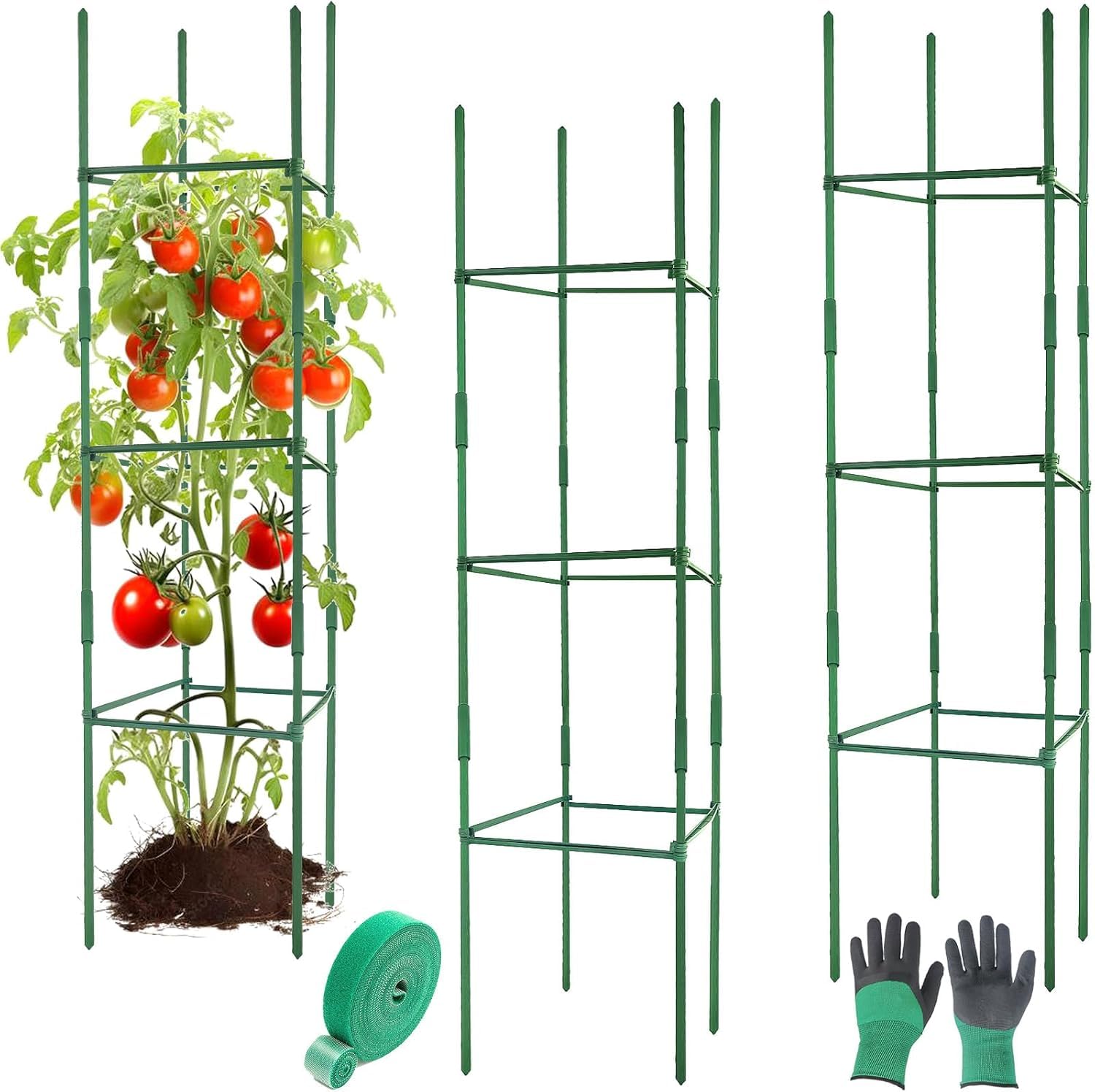 Cage à tomates carrée anti-affaissement tuteur réglable pour grands plants et légumes