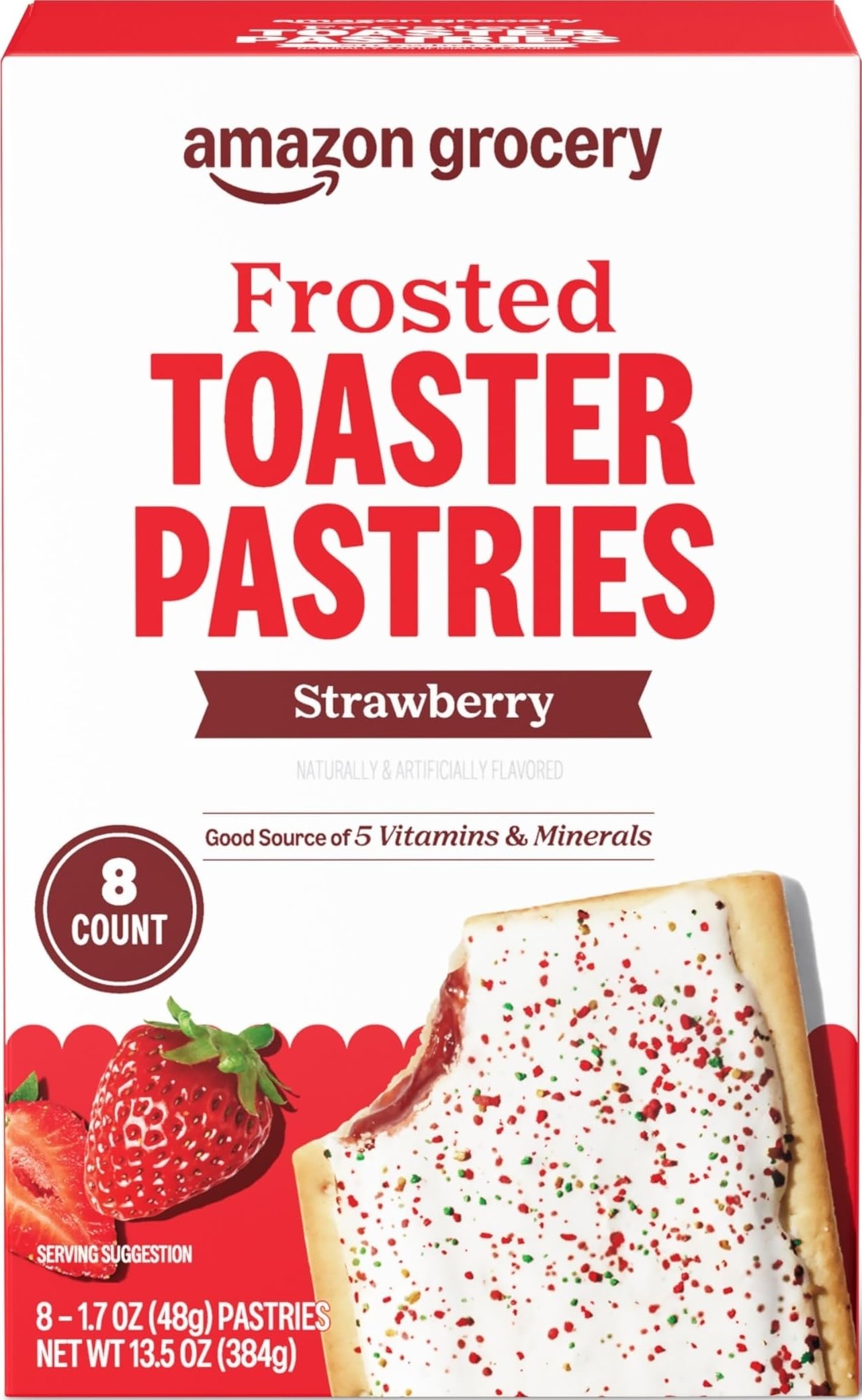 Amazon Grocery, Frosted Toaster Pastries, Strawberry, 13.5 Oz, 8 Ct