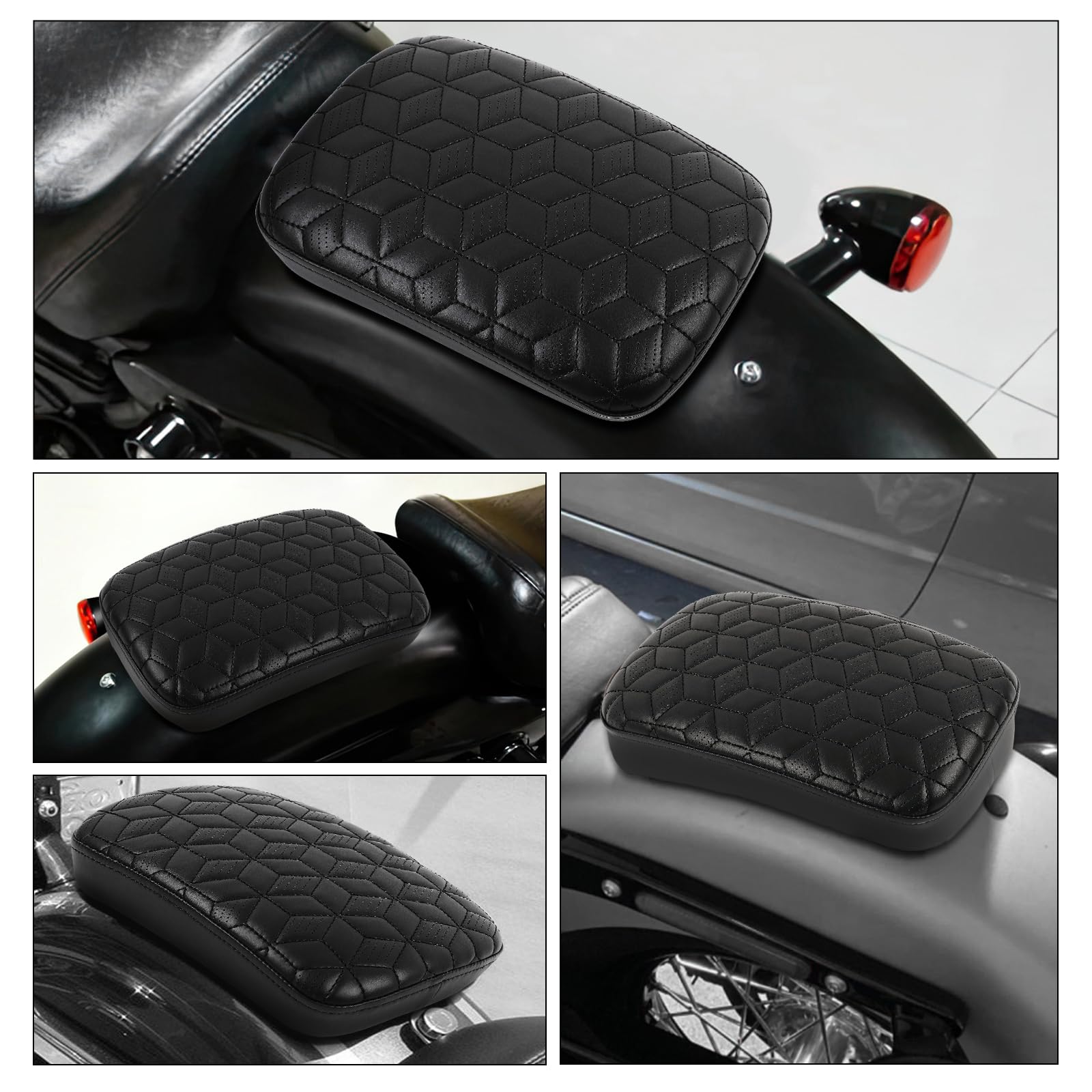 DREAMIZER Coussin Passager en Cuir avec 8 Ventouses, Compatible avec Les Motos Bobber Cruiser Chopper et Custom.