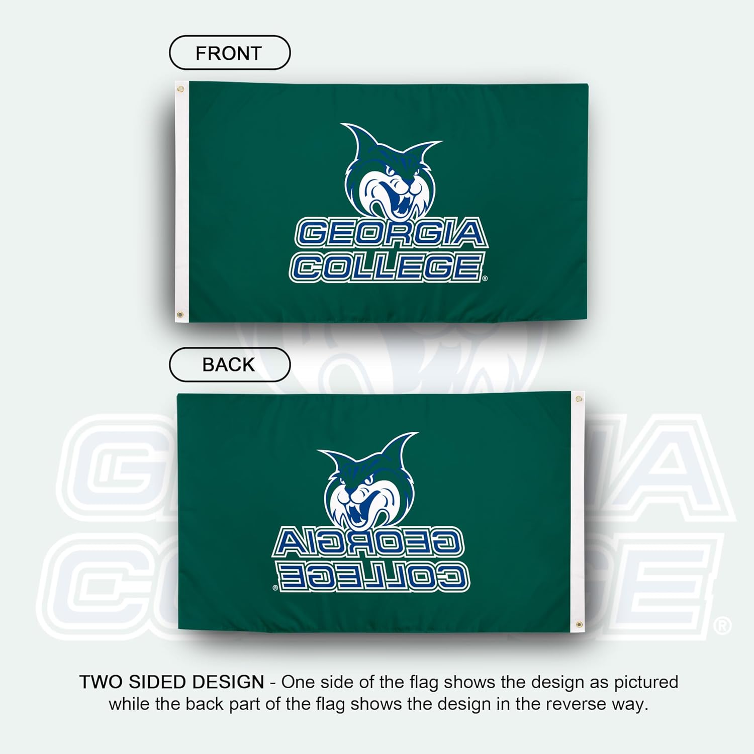 Desert Cactus Georgia College GC Flag - 3 x 5 Feet Bobcats Banner, Indoor/Outdoor Durable Fabric, 100% Polyester Design (Style 1) - Image 2