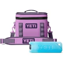YETI Hopper Flip 8 Portable Cooler, Desert Bloom with ICE Block Refreezable Reusable Cooler Ice Pack, 1 lb