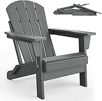 Vista 16 de GarveeLife Juego de 4 sillas plegables Adirondack con 2 mesas auxiliares, sillas de plástico HDPE para exteriores con textura de madera, 380 libras