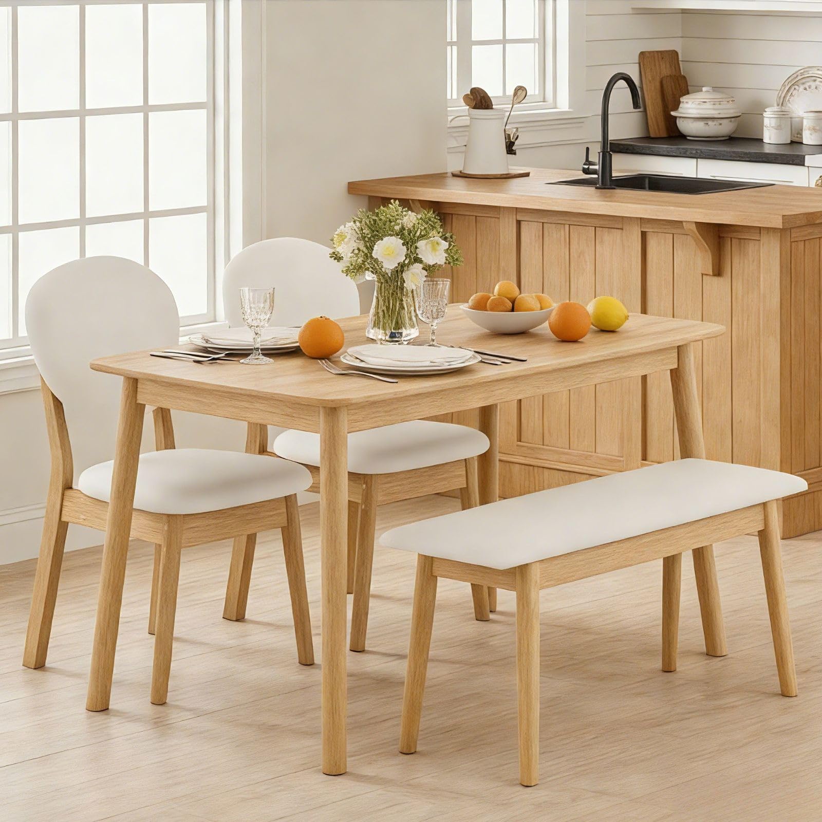 Amazon.com - Karl home 4-Piece Dining Set, 2 Chairs & Bench Seat