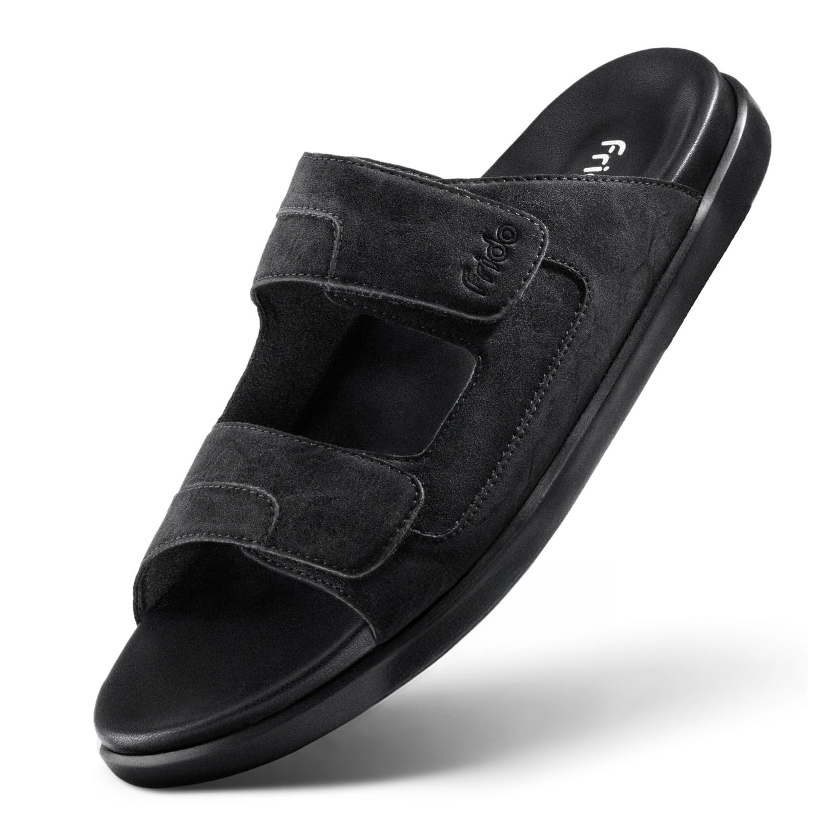 Frido Comfort Dual Strap Sandals for Men with Bounce Back Cushioned Footbed, Zero Drop Sole for Arch Support Pain Relief, Lightweight Anti-Skid, Adjustable Velcro Casual Sandals