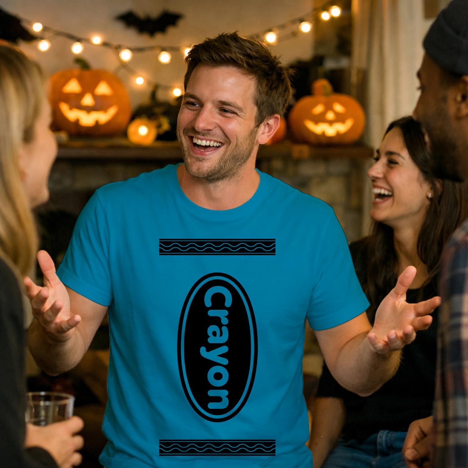 Crayon Costume T-Shirt for Men Women Funny Halloween Crayon Shirt Group Teacher Student Costume Tee Colorful Party Outfit image 3