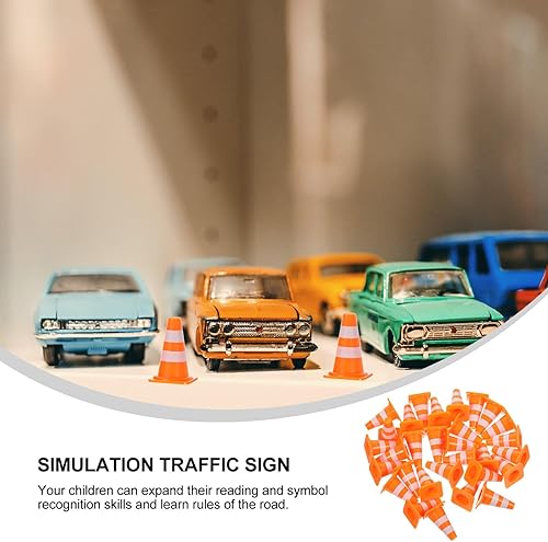 Miniatura 4 de 30 mini conos de tráfico, mini conos de 1 pulgada, letreros de construcción pequeños de bloqueo, juguetes de tráfico pequeños, bloques de carreteras