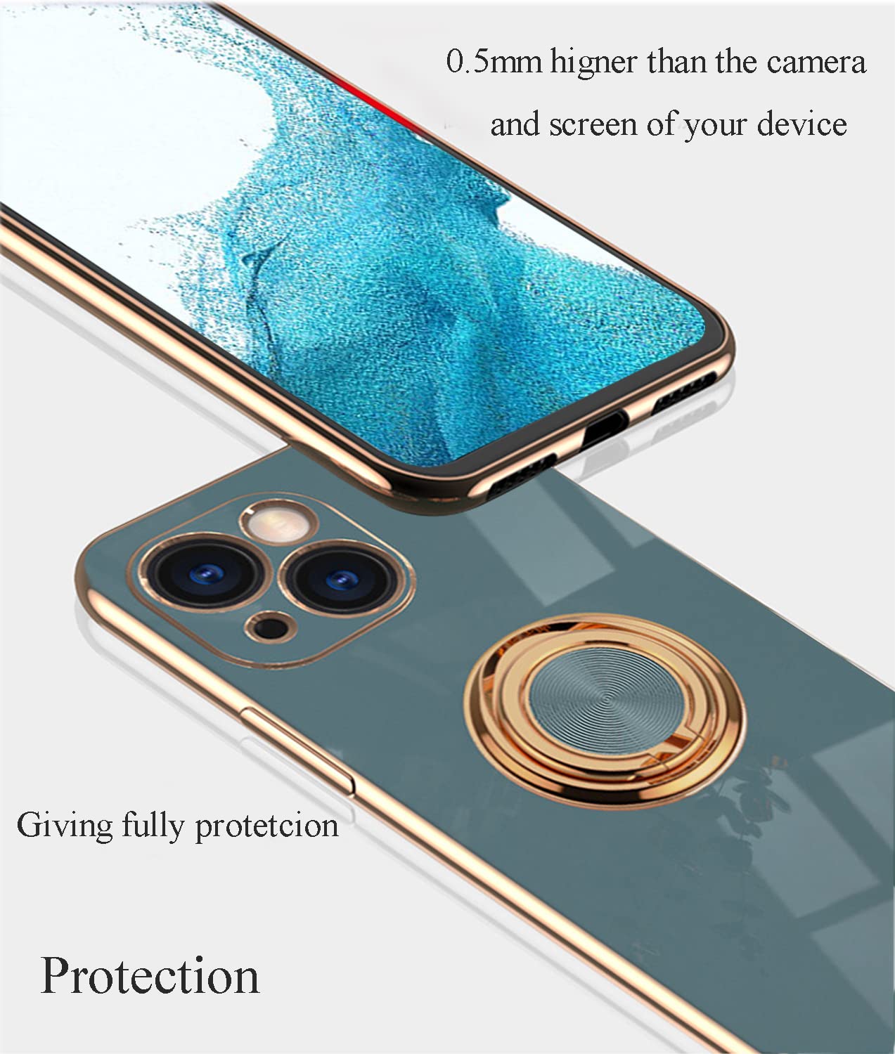 Coque IPhone 14 Plus Avec Anneau Support Magnétique 360° - Silicone Souple, Antichoc, 6 Couleurs Au Choix (Gris) - 7