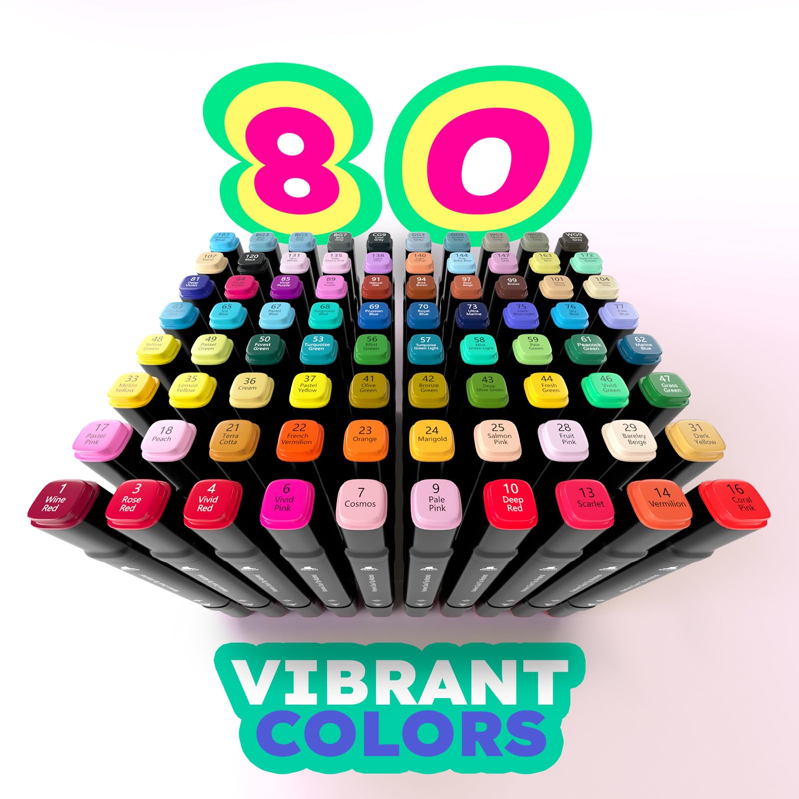OLEEP 80 Kleuren Markers Kunst Schetsen Twin Markeerstift Pennen Brede Fijne Punt Grafisch