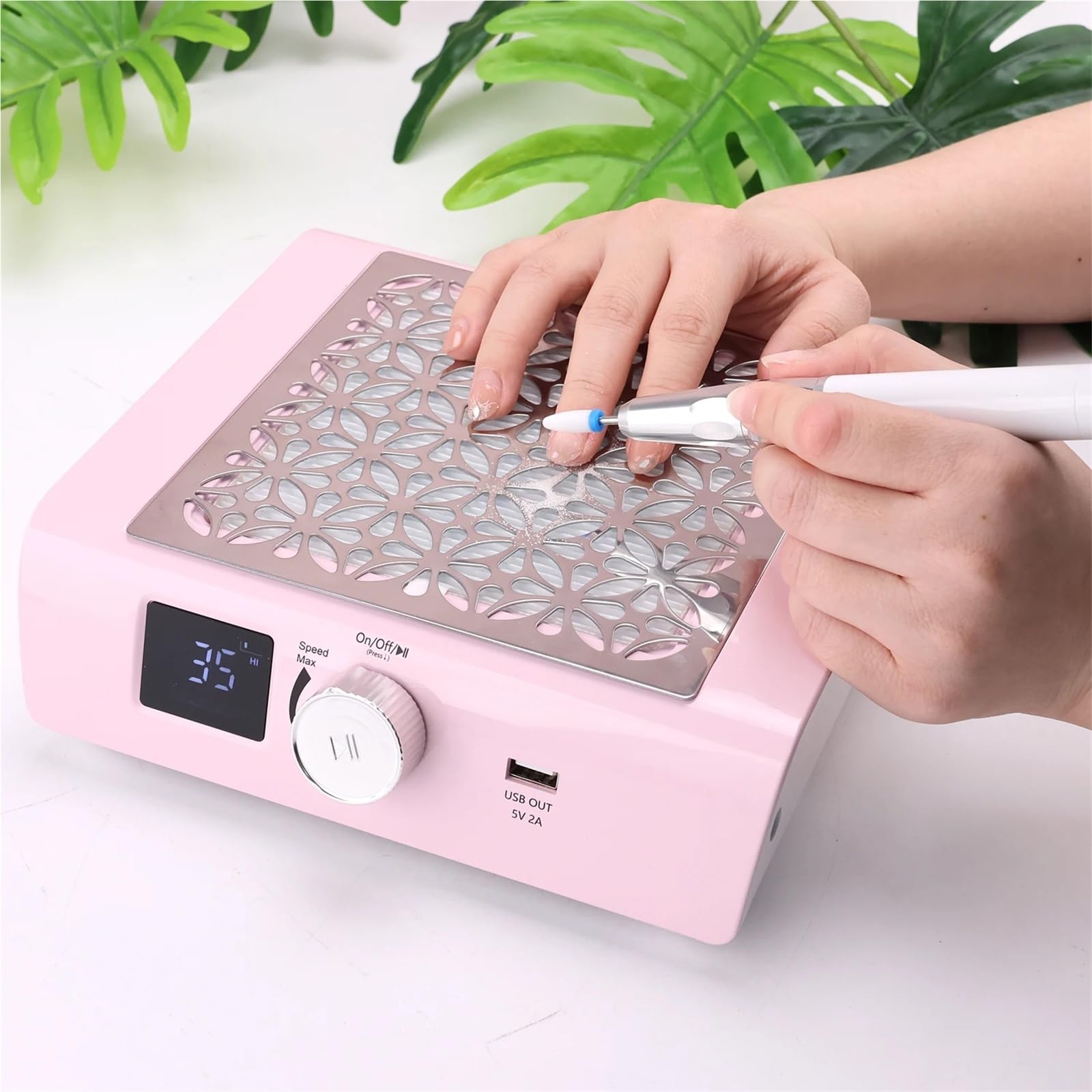 Aspirateur Ongle, Aspirateur Manucure Aspirateur Manucure Puissant 85W, Sans Balais, 4500 tr/min, Batterie(WHITE,A)