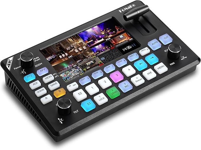 4K HDMI Video Mixer Switcher, 5.5 Inch FHD LCD Screen, 4-Channel HDMI Live Streaming Switcher, 4K 60FPS Input, 1080p 60FPS Output, Support PTZ Controller,KC602
