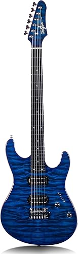 Volgoa VSR-1 - Guitarra eléctrica con cuerpo sólido de caoba cuello de arce tostado y diapasón HPL de 6 cuerdas chapa sintética azul