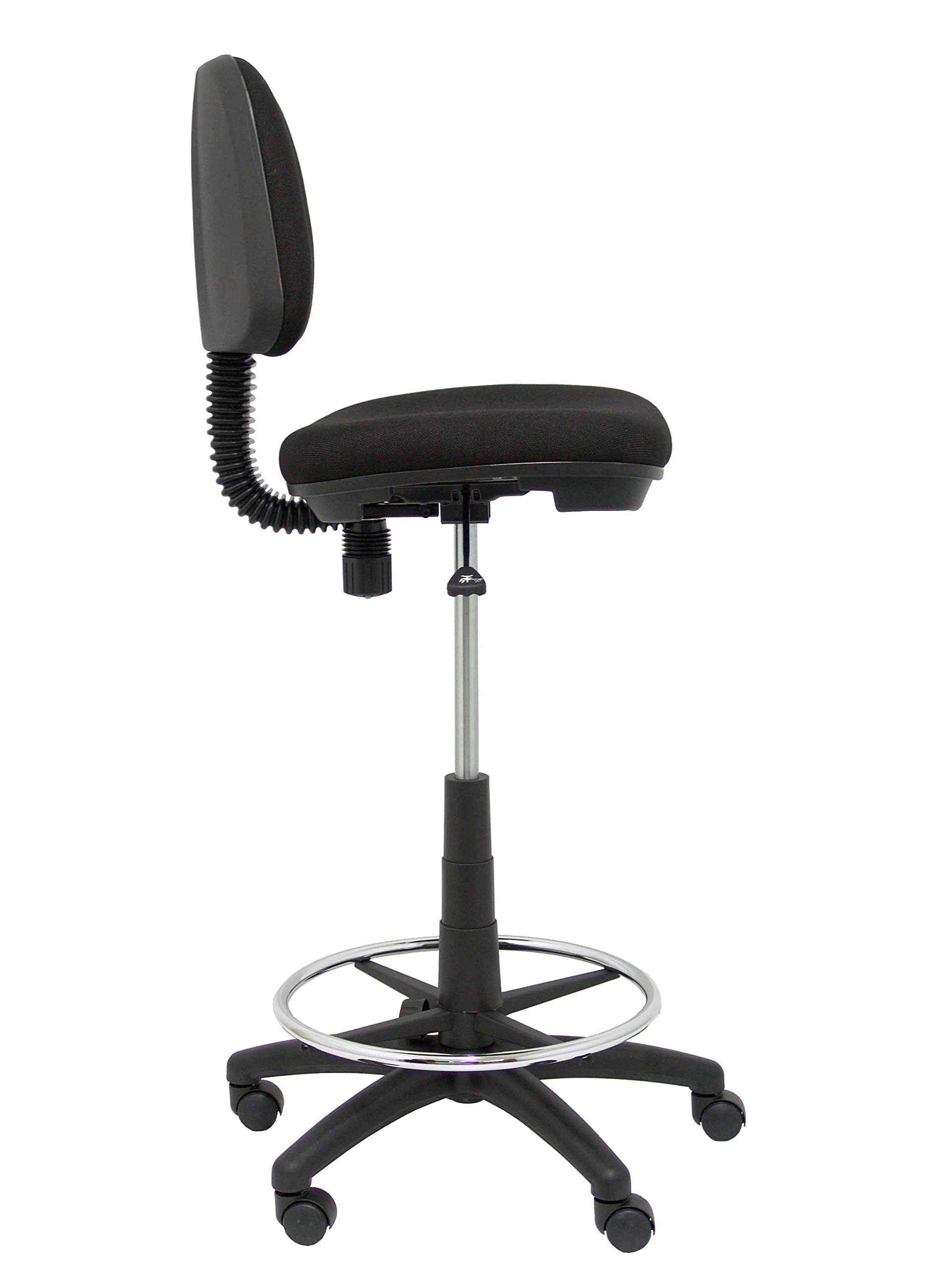 Piqueras y Crespo T12CL - Taburete ergonómico Giratorio y Regulable en Altura con aro reposapiés Cromado