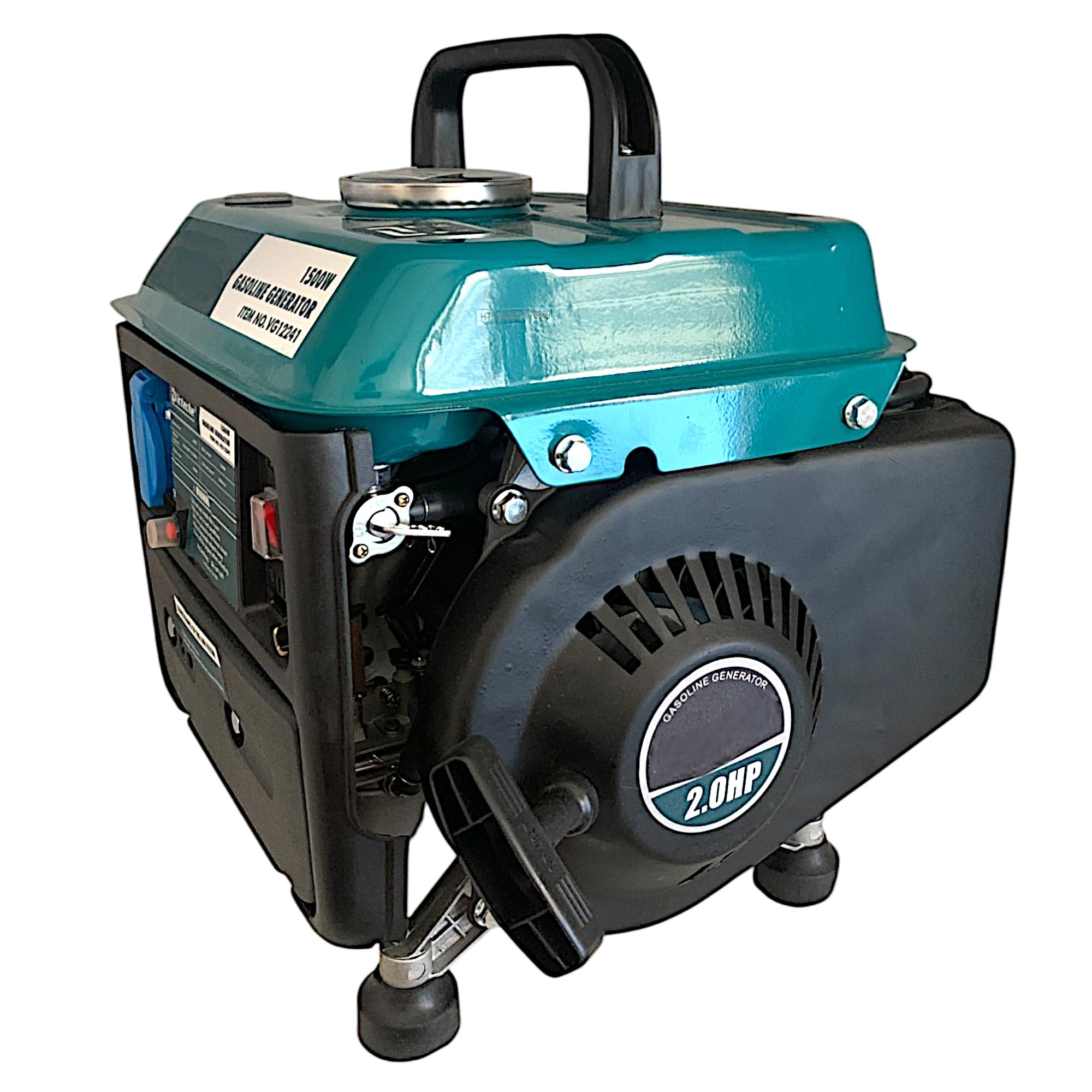 Gruppo Elettrogeno Generatore di Corrente 63CC a 2 Tempi Miscela 1200-1500W 2HP Trasportabile Tensione Nominale 220-240V 3000 Giri/Minuto per Casa, Garage, Officina