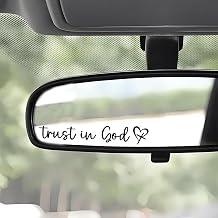 3 Pcs Trust In God Rearview Mirror Stickers for Easter Basket Stuffers, Jesus Christian Decals for Car Window Bumper, Bible Verse Vinyl Faith Religious Stickers for Laptop Water BottleBlack