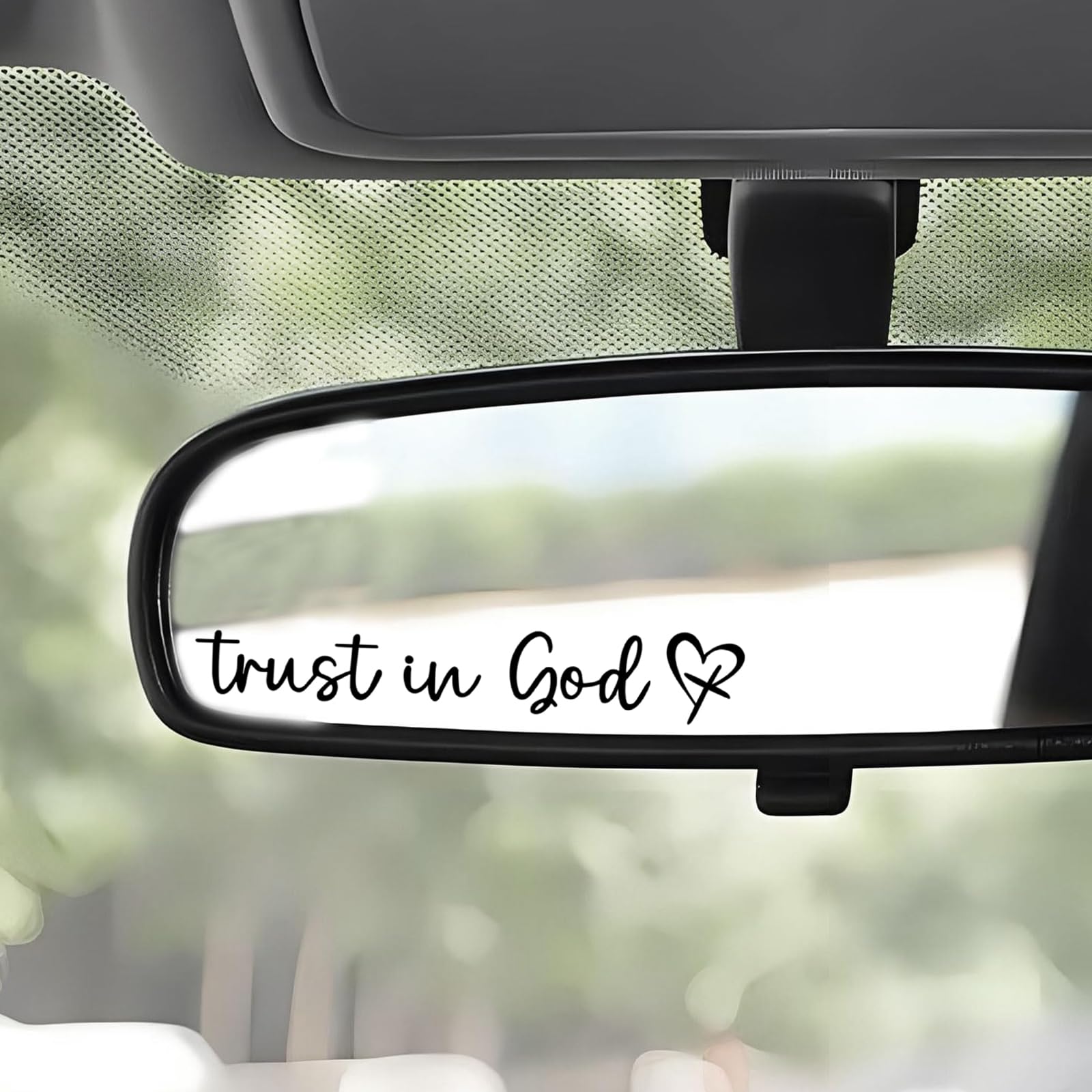 3 Pcs Trust In God Rearview Mirror Stickers for Easter Basket Stuffers, Jesus Christian Decals for Car Window Bumper, Bible Verse Vinyl Faith