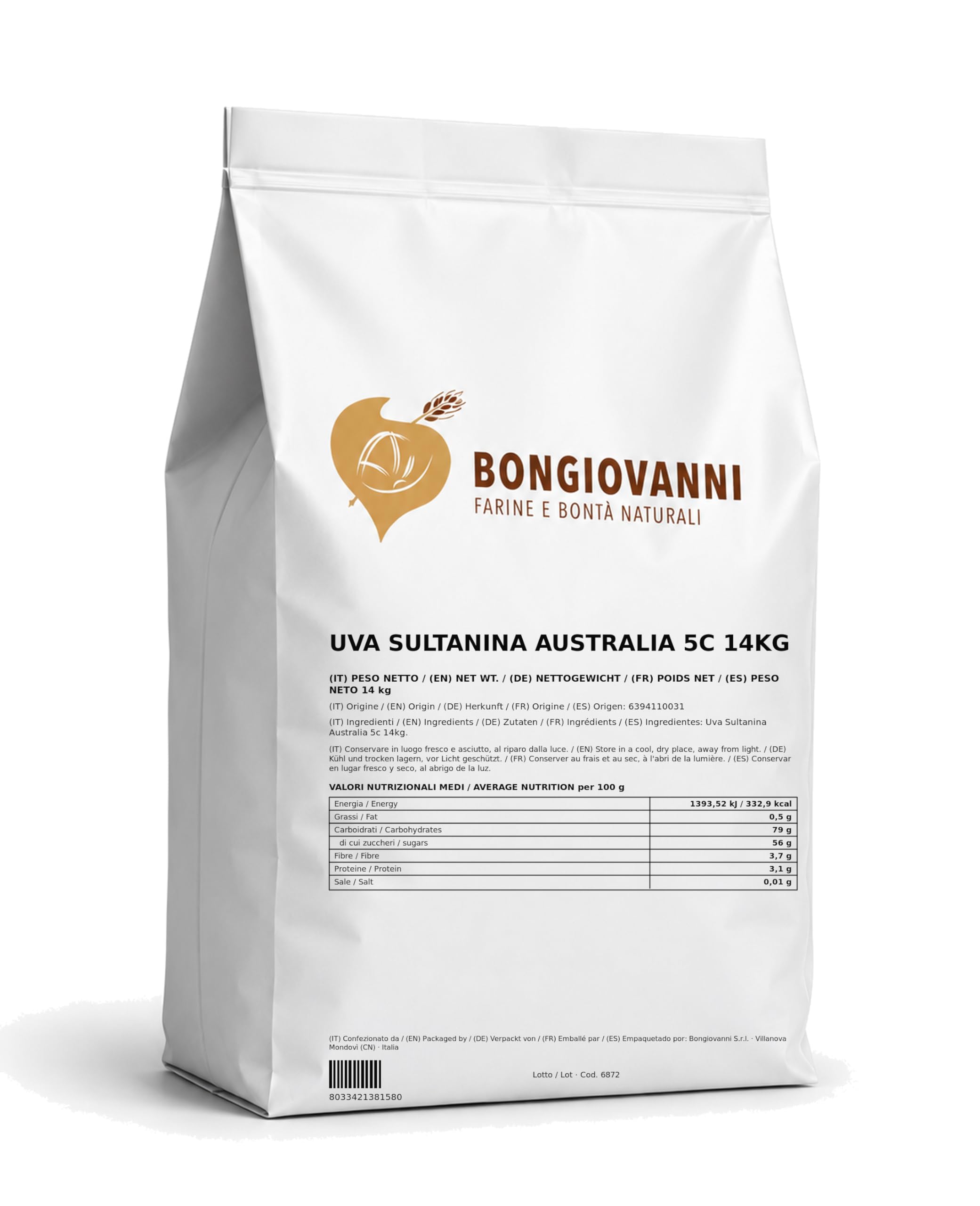 Bongiovanni Farine e Bontà Naturali Sultanas aus Australien 5C 14 kg