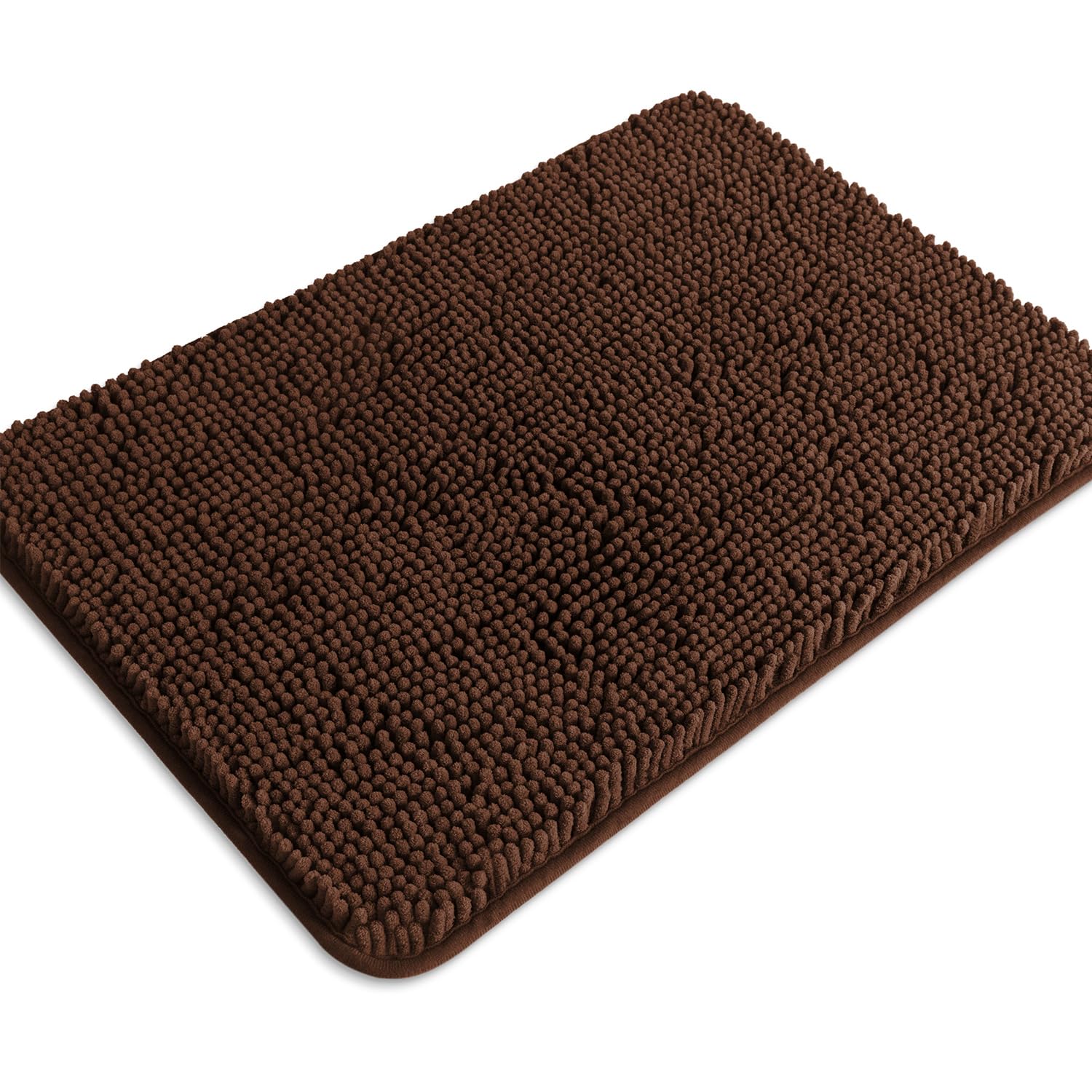 PureSwan Brown Bathroom Rugs – Absorbent and Washable Bath Mat, Non-Slip, Thick Soft Chenille Bath Rugs for Bathroom Floor, Shower, Sink - 17" x 24" — image 1