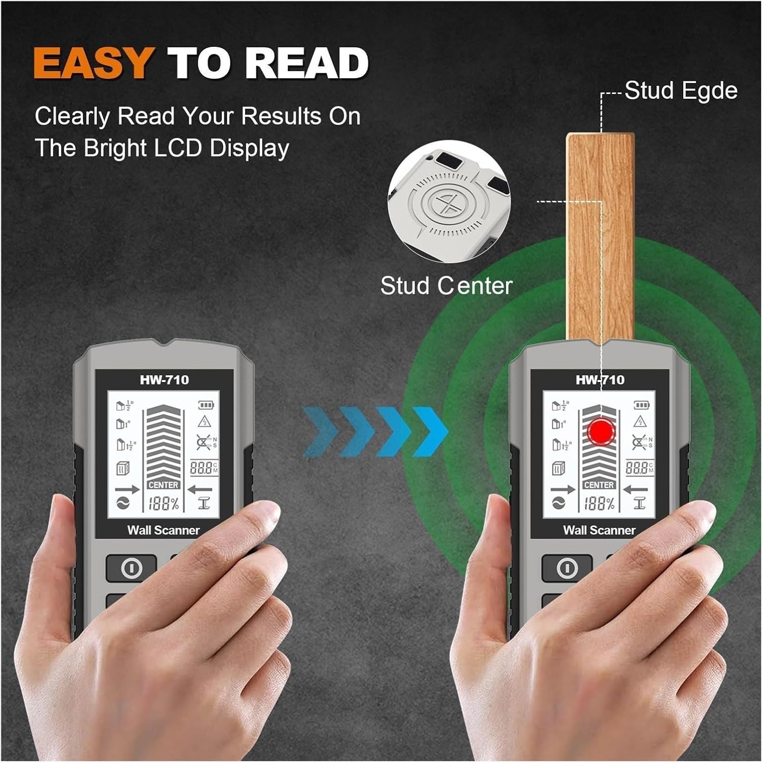 壁面金属探知機、 スタッドファインダー 壁スキャナ 電子スタッド検出器 1-1/2インチ ドライウォール用壁検出器 スタッドセンター