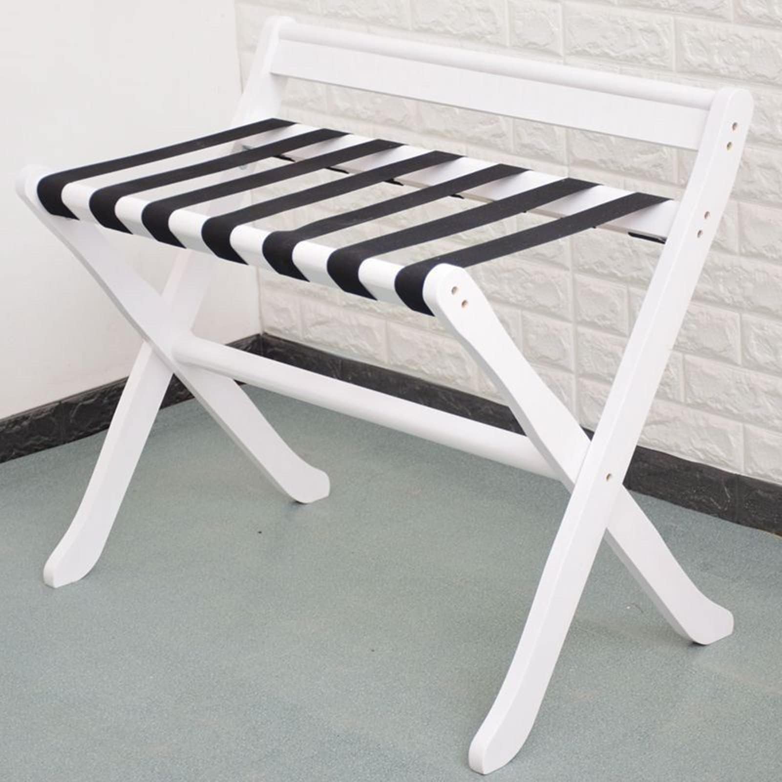 Portaequipajes de madera maciza for hotel, soporte for maletas, estante for guardar maletas, estante for maletas, zapatero o suelo plegable for el hogar, 80 x 50 x 68 cm.(White)