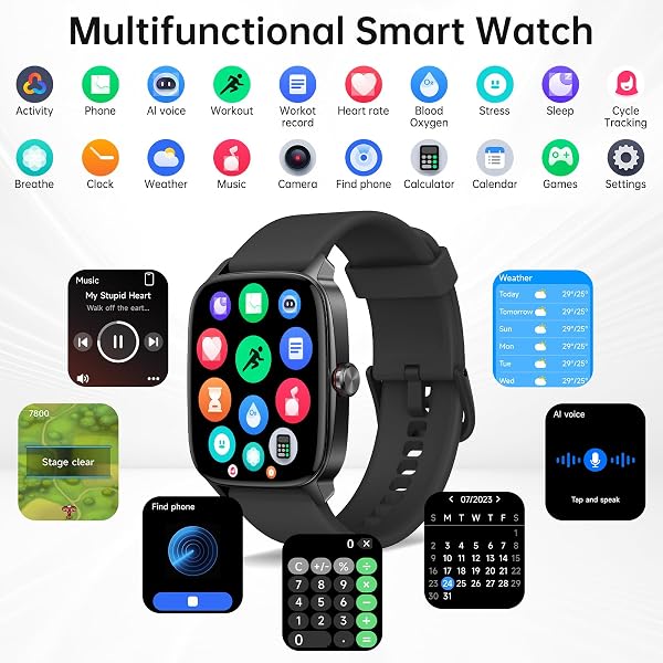 Smart Watch for Men Women, Bluetooth Call Smartwatch with AI Voice, 1.85" HD DIY Dial Fitness Watch, Heart Rate/SpO2/Steps/Sleep Monitor, 100+ Sports Modes, IP68 Waterproof Watch for Android iOS - 4