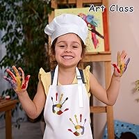 Vista 6 de Juego de delantal y gorro de chef para niños, 30 piezas, delantal para niños y niñas, con 2 bolsillos ajustables para cocinar, aula, hornear