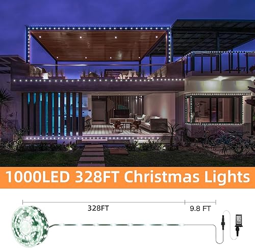 Miniatura 2 de Anycosy Decoración de luces de Navidad, 1000 luces LED de Navidad para decoración al aire libre, luces parpadeantes con 8 modos para árbol de