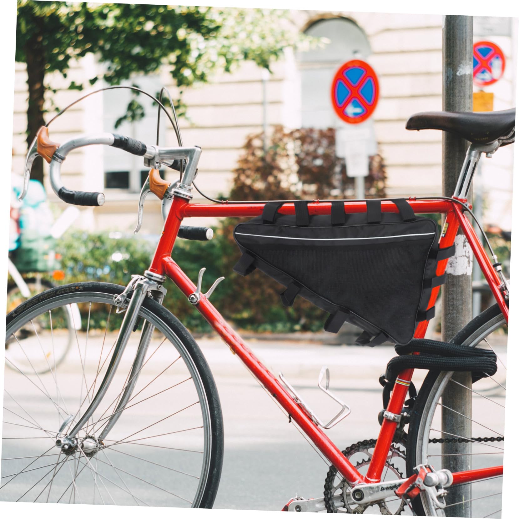 Borsa Triangolare da Telaio Bici 693, Capienza Grande, Nero | Tessuto Oxford, Facile da Installare, Resistente All'usura, Adatta per Campeggio ed Escursionismo