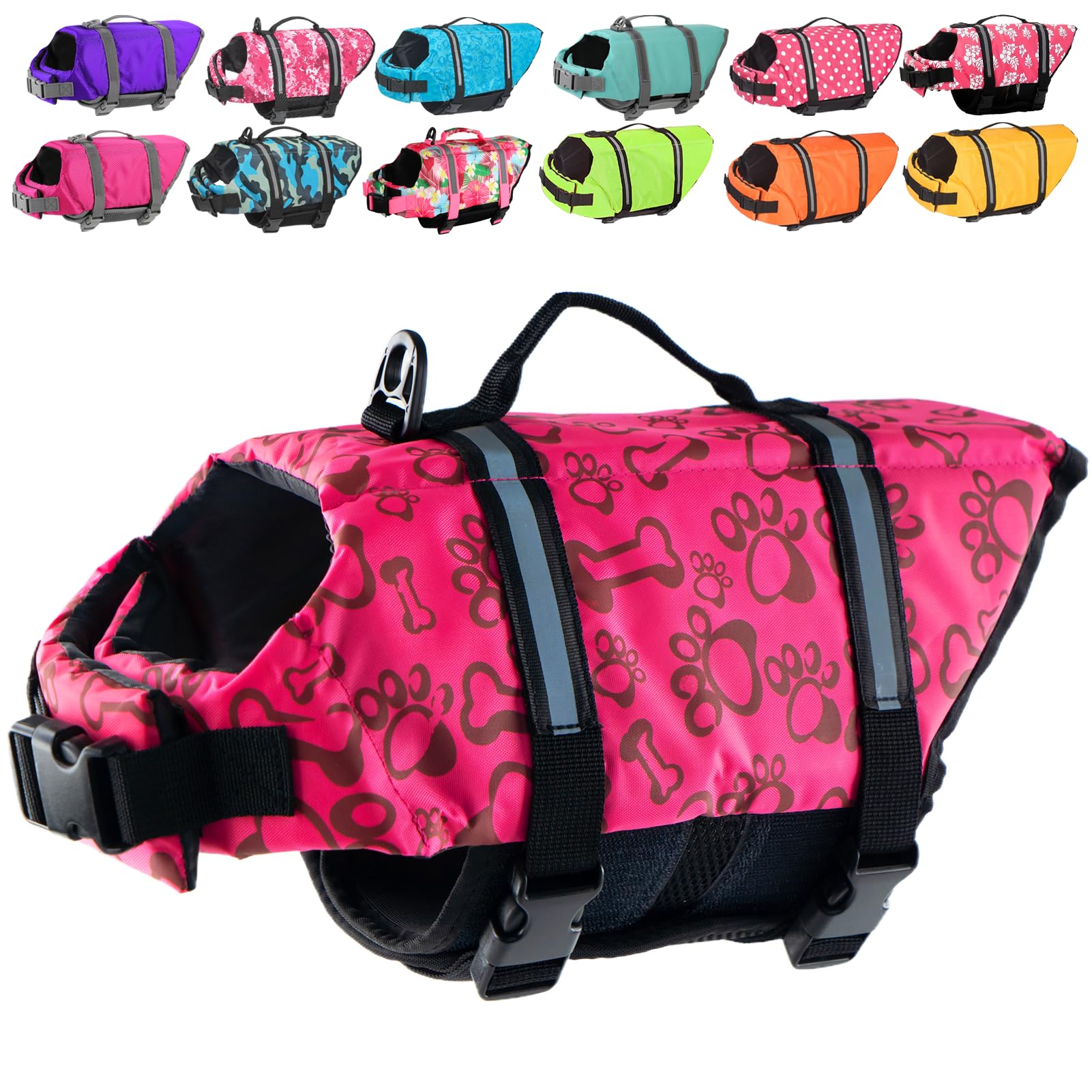 Doglay Dog Life Jacket, Dog Life Vest for Swimming Boating, Adjustable Puppy Life Jacket with Reflective Stripes, Superior Buoyancy Dog Swimming Vest