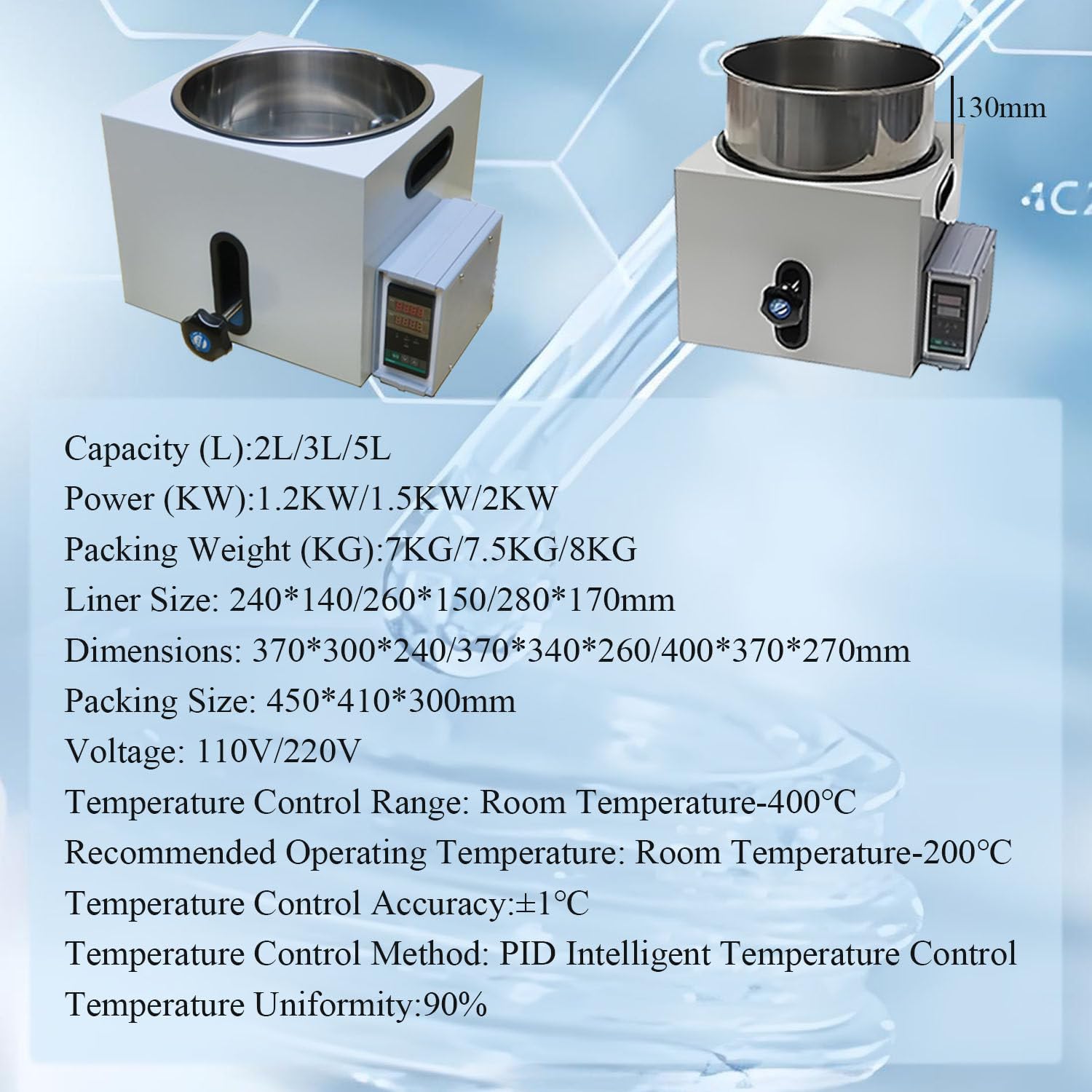 Baño María de Laboratorio, Calentador Digital para baño María, Baño María de Temperatura Constante para Laboratorio,para Calentar y agitar líquidos en Laboratorio 5L